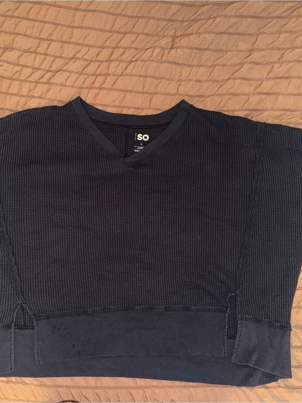 SO Women’s Black V-Neck Textured Knit Sweater